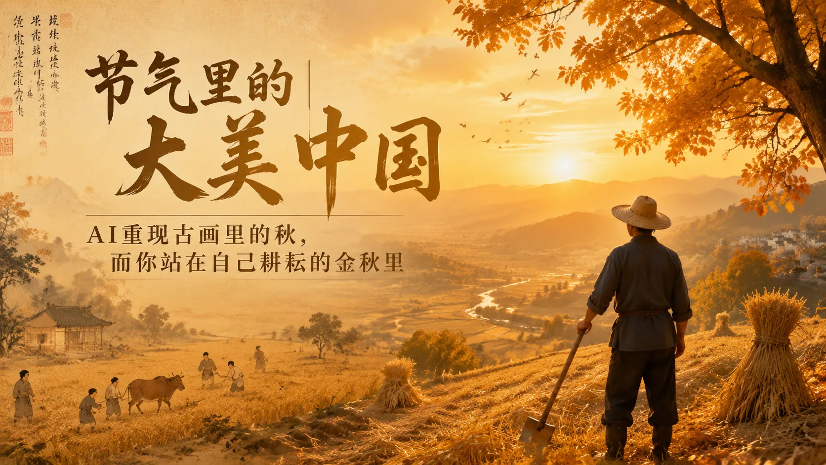 《节气里的大美中国|AI重现古画里的秋,而你站在自己耕耘的金秋里》
