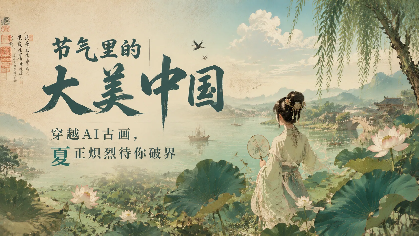 《节气里的大美中国|穿越AI古画,夏正炽烈待你破界》
